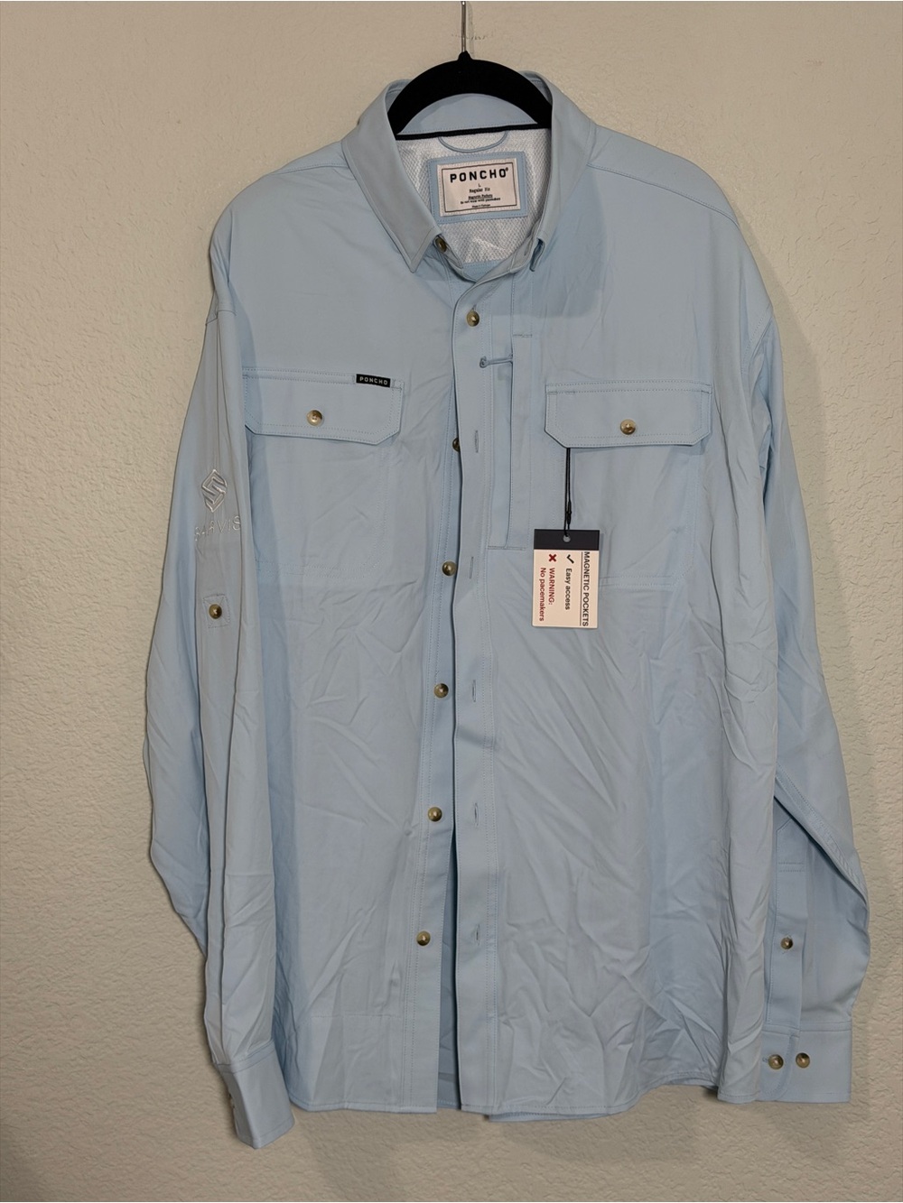 Poncho The Paul Dixon Men's Light Blue Button-Front Fishing Jacket Size Large